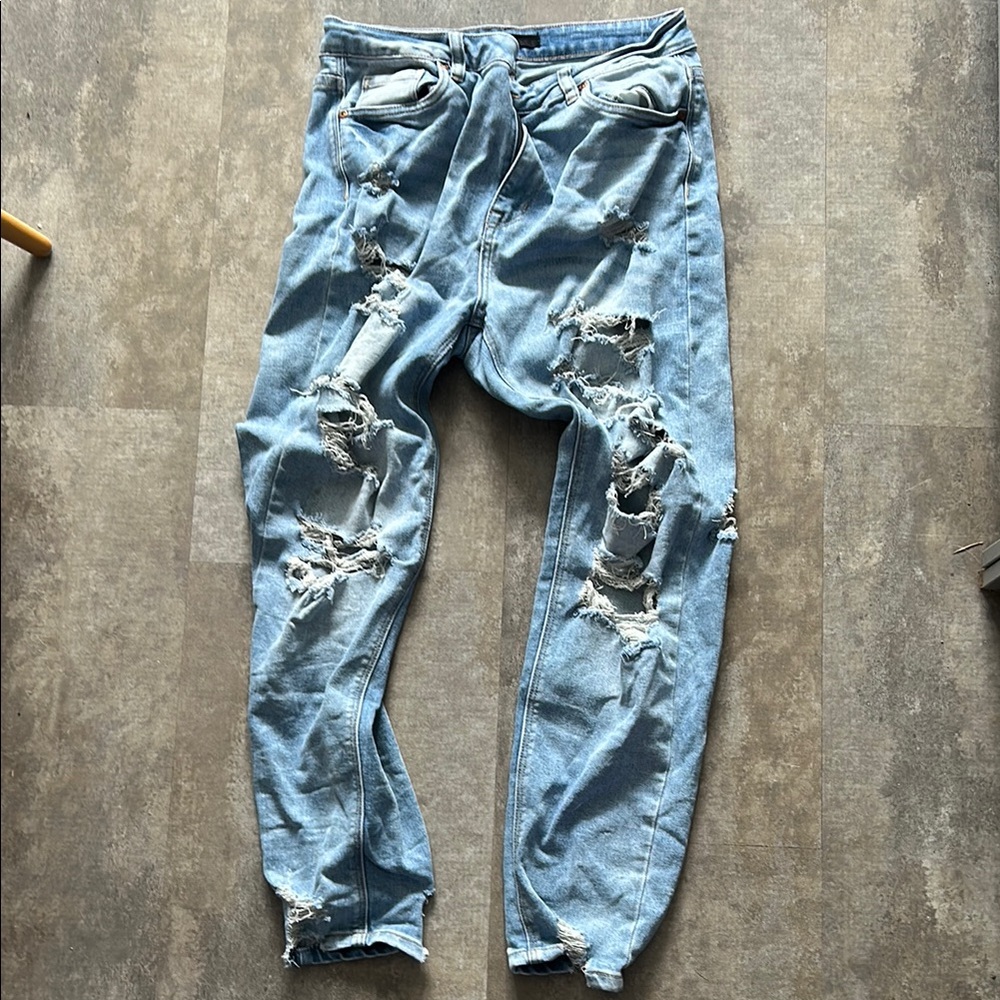 Women's Light Blue Distressed Jeans